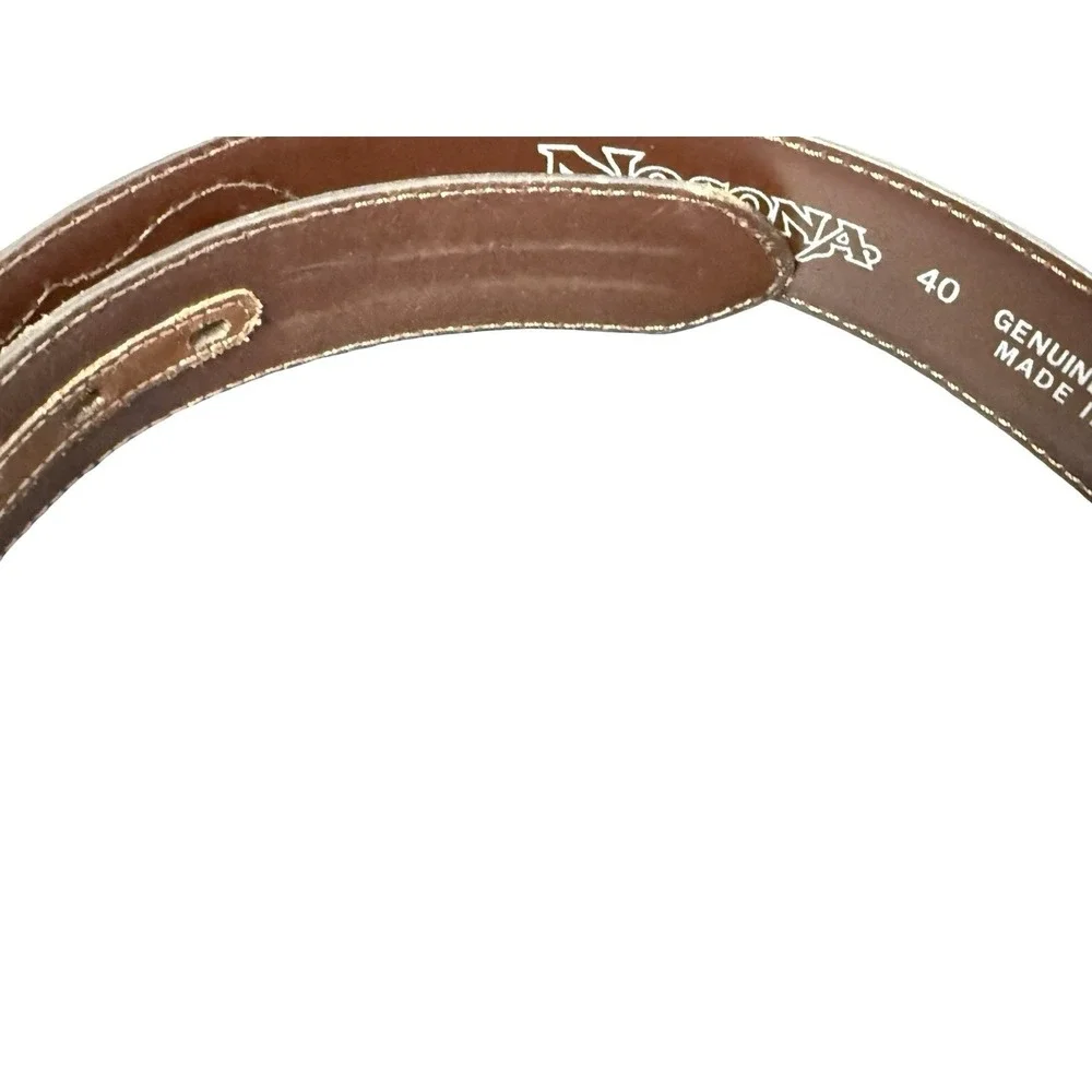 Nocona Men's Size 40‎ Brown Leather Belt Side Overlay N2476044